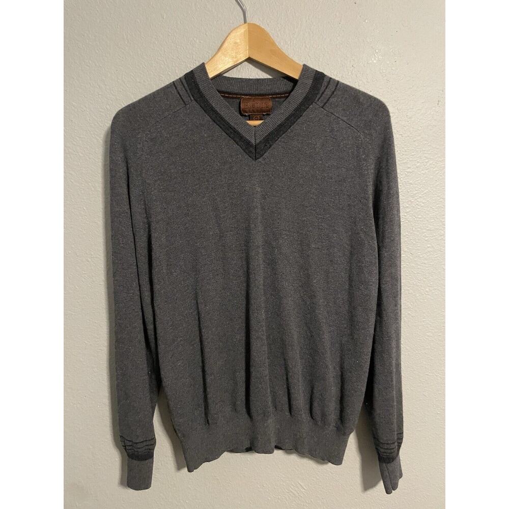 Born Mens Sweater Medium Gray Silk Cashmere Blend Pullover Stretch Modern Warm